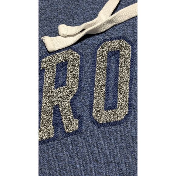 Roots Men’s Medium Hoodie Blue Pullover Sweatshirt Logo Kangaroo Pocket - Picture 5 of 11